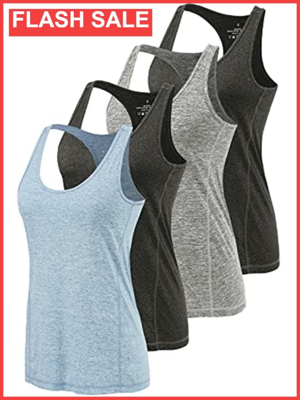 4 Pack Womens Racerback Workout Tank Tops Polyester Spandex Athletic Gym